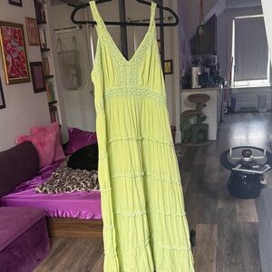 Lime Green Peasant Maxi Dress